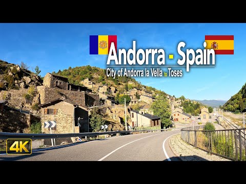 Dirigindo de Andorra 🇦🇩 para Espanha 🇪🇸 | Dirigindo da cidade de Andorra la Vella até a cidade de Toses