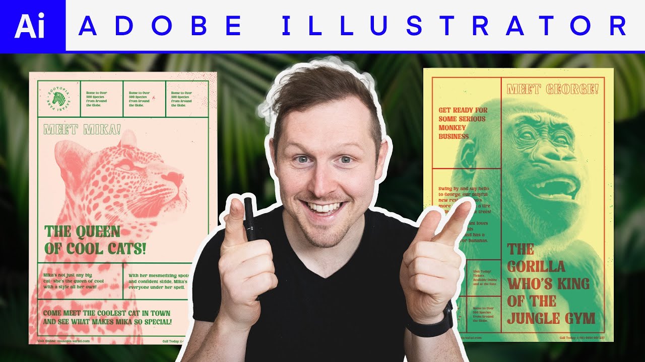 SCREEN PRINT Animal Character Posters  |  Design Tutorial  |  Adobe Illustrator
