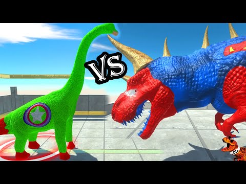 HULK TREX vs DARK SPINOSAURUS vs SUPERMAN T REX DEATH RUN   Animal Revolt Battle Simulator
