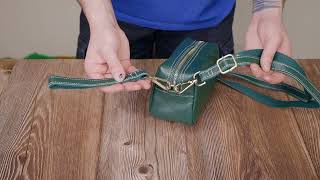 Универсальная сумка для женщин с двумя ремнями из натуральной кожи Vintage 22277 зеленый