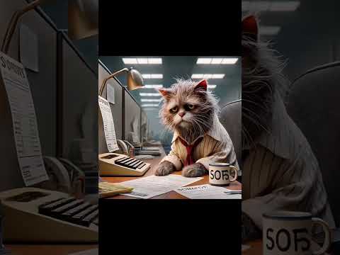 Мем про котика на работе