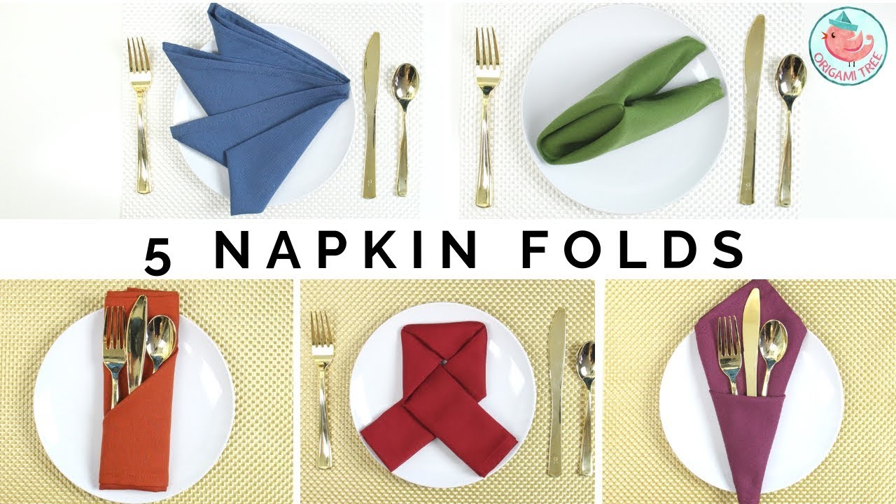 5 EASY Napkin Folding Tutorials - Folding Napkins Techniques (Cloth Napkins)