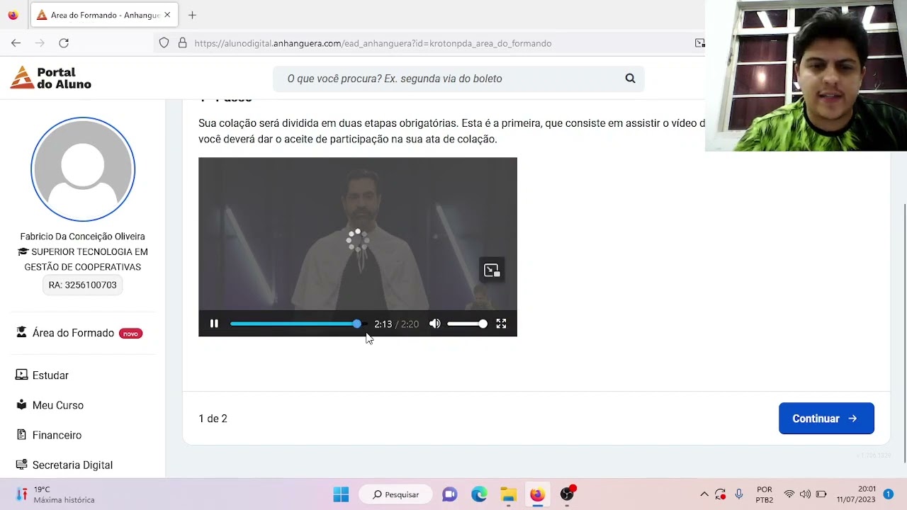 Orientação Aceite da Colação Digital Anhanguera 2023.1