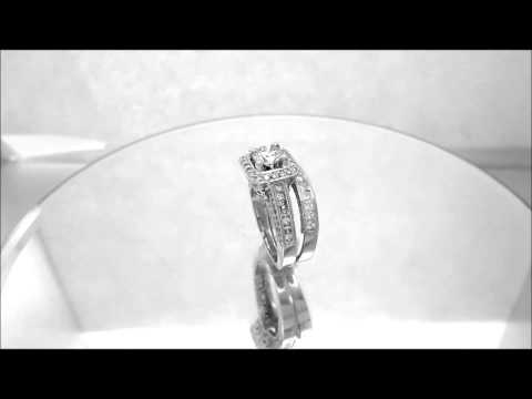 14K WHITE GOLD ROUND CUT DIAMOND ENGAGEMENT RING AND BAND ANTIQUE STYLE 2.05CTW - KNR INC - 444