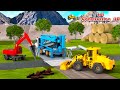 Crashed Dump Truck Road Roller Cement Mixer Building Overpass Bridge 3D Construction Vehicles