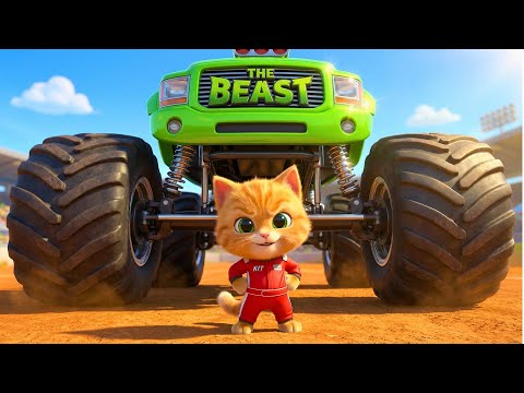Pisică mică conduce un camion monstru gigantic! 🙀 (Videoclipuri amuzante cu pisici)