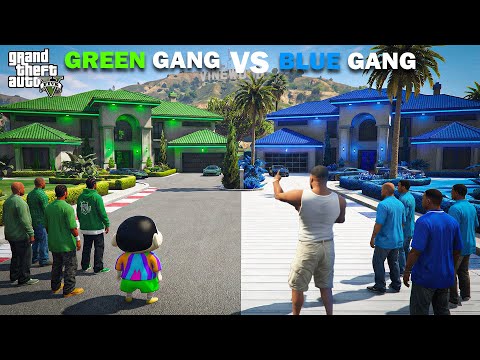 Franklin Blue Gang & Shinchan Green Gang Building A New Base In GTA 5!