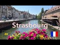 Visite à pied de Strasbourg 4k | France | promenade d'été | vieille ville historique | Rue | marche