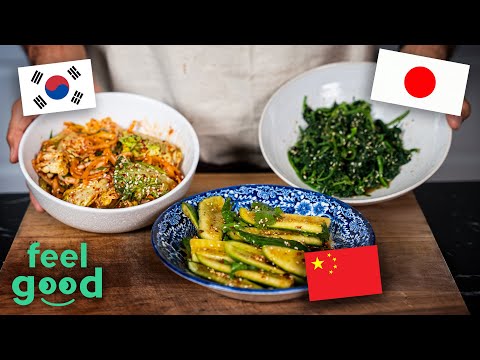 Healthy Asian Salads You Can Make in 10 Minutes (Japanese Spinach, Chinese Cucumbers, Kimchi Salad)