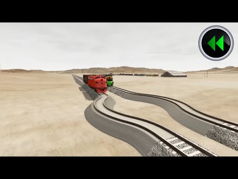Reverse Trains Crossing vs Impossible Curved Rail Tracks - BeamNG Drive