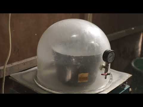 Pouring plaster into the cylinder