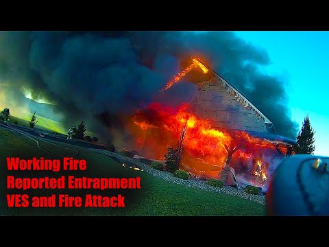 Working Fire with Reported Entrapment | VES and Fire Attack | Engine 4-45 Helmet Cam