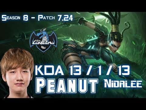 LZ Peanut NIDALEE vs KHA'ZIX Jungle - Patch 7.24 KR Ranked