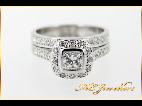 6539 6540 - Bridal Ring Set 0.70ct Centre Diamond In 18K White Gold