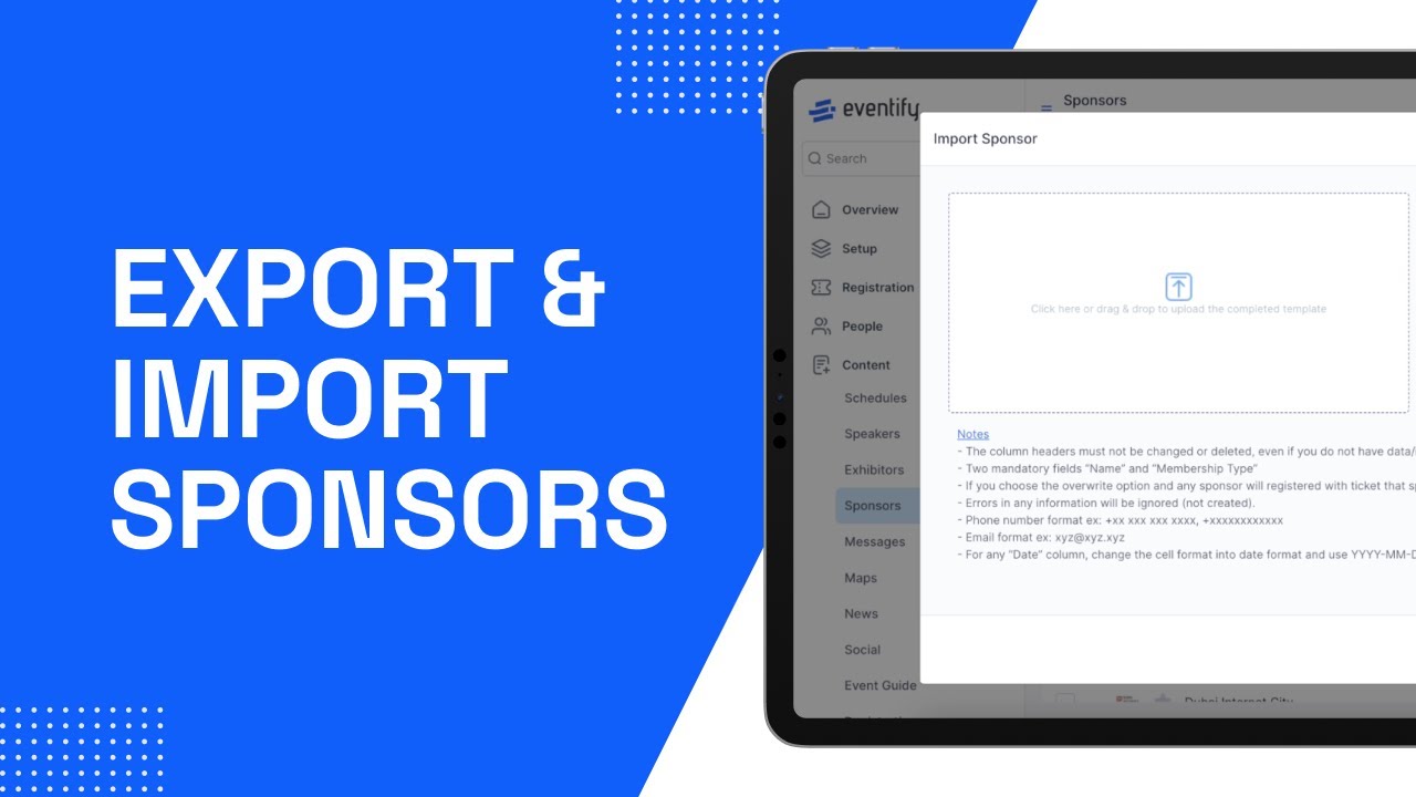 Eventify - Export & Import Sponsors