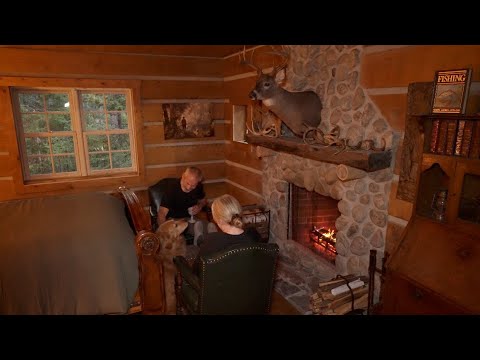 My Wife's 1st Night in the New Bedroom in our Off Grid Log Cabin