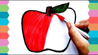 Draw and Color an Apple for Kids | Easy Step by Step Apple Drawing