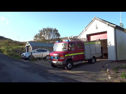 RARE Scottish Fire Service Port Ellen 999 Engine turnout (volunteer crew) Isle of Islay Scotland UK