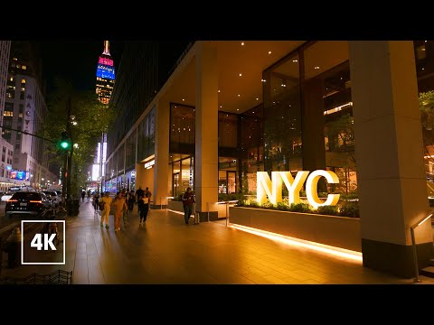 New York City Night Tour???? Manhattan Walking tour, NYC 4k