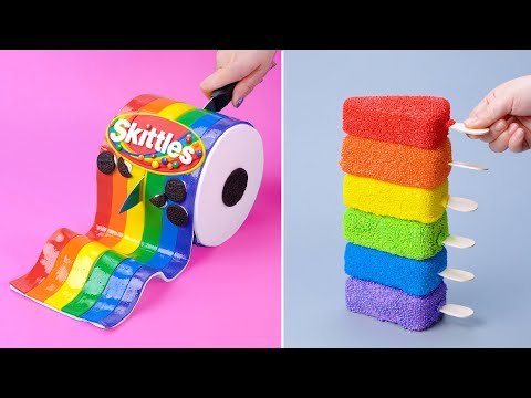 🌈 Tantangan Air Mancur Saus Coklat | Momen Lucu dengan Makanan | Rainbow Cake Rolled Recipes