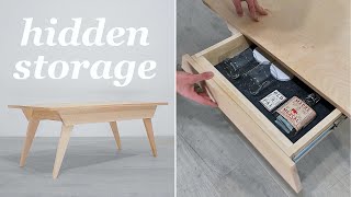 How to Build a Hidden Storage Coffee Table | Mid Century Modern DIY