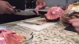 How to slice a honey baked ham!