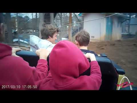On-ride point of view of Dahlonega Mine Train