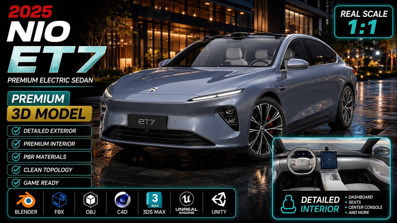 2025 Nio ET7 With Interior 3D Model