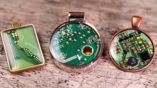 Circuit Board + Resin Jewelry [Upcycled Pendants] Computer PC Board Necklaces