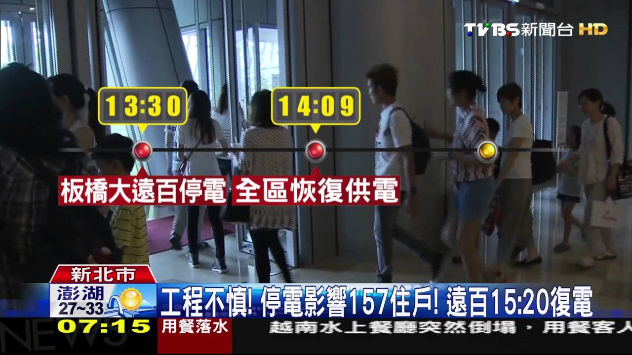 黑!板橋大遠百停電2小時 台電:工程觸電纜