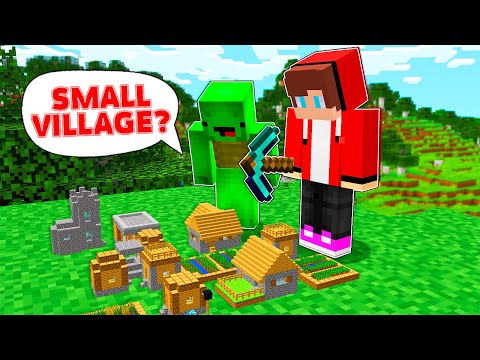 JJ and Mikey found Small Village - Maizen Parody Video in Minecraft