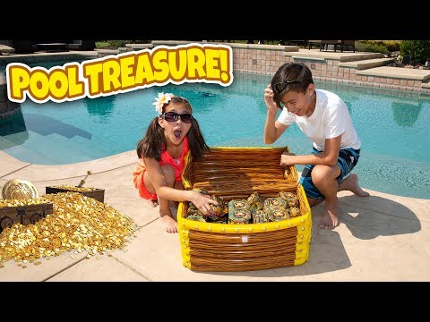 WE FOUND REAL GOLD TREASURE IN OUR SWIMMING POOL!!! Treasure X Challenge & Huge Gold Pinata Smash!