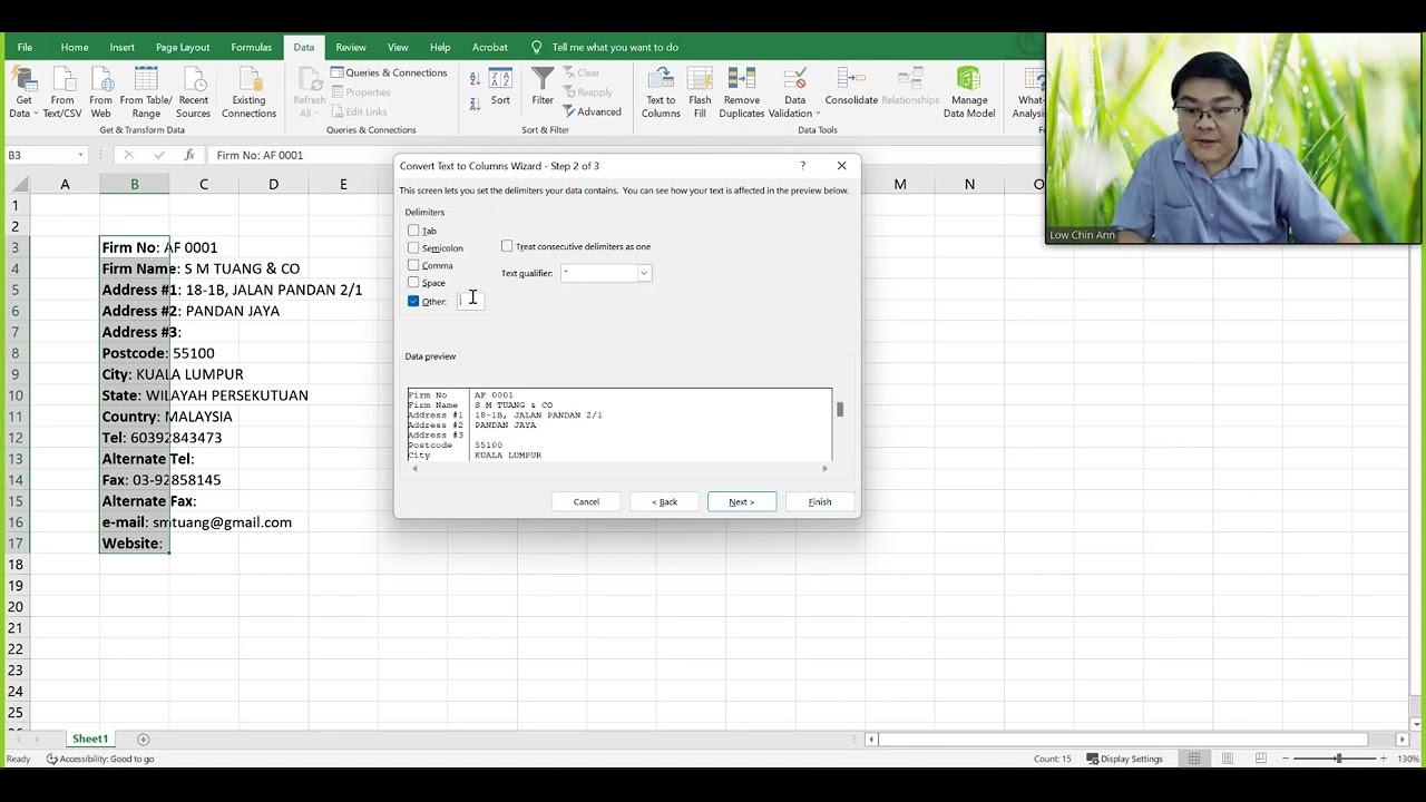 Spreadsheet - Transpose and Text to column
