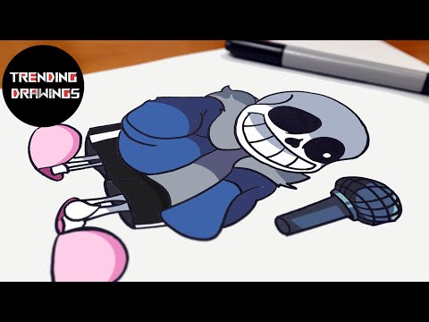 How To Draw FNF MOD Character - Skeleton Sans Easy Step by Step