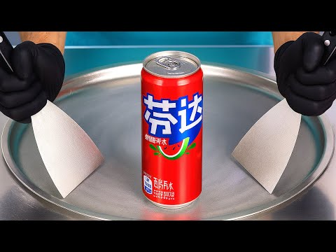 Fanta Watermelon - Ice Cream Rolls | Satisfying Visual ASMR