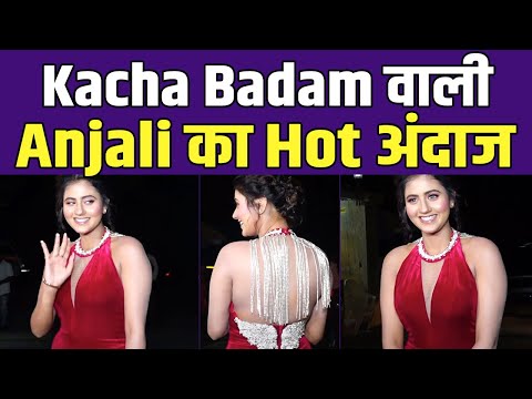 Kacha Badam Fame Anjali Arora Looks Superhot in Red Gown At Her Birthday Party