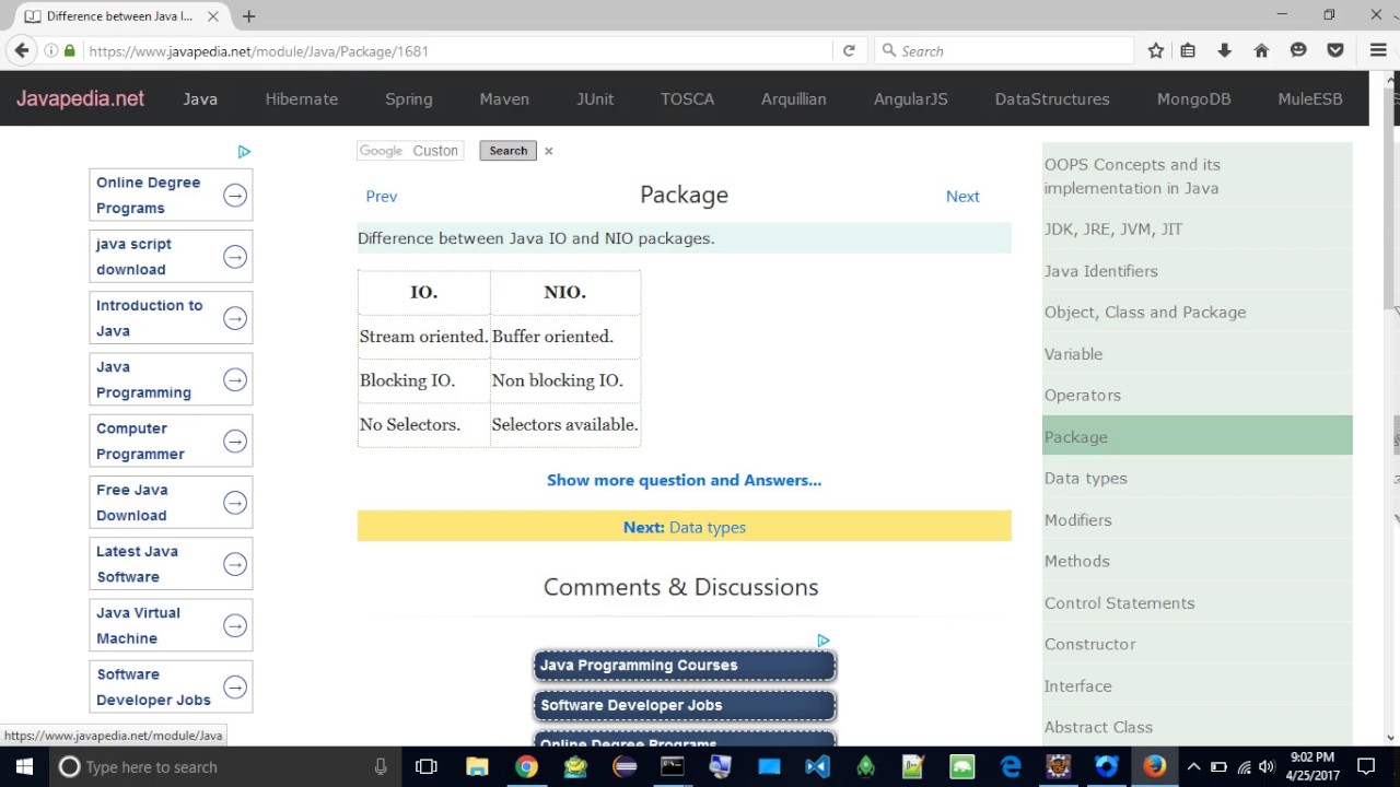 Difference between Java IO and NIO packages. | javapedia.net