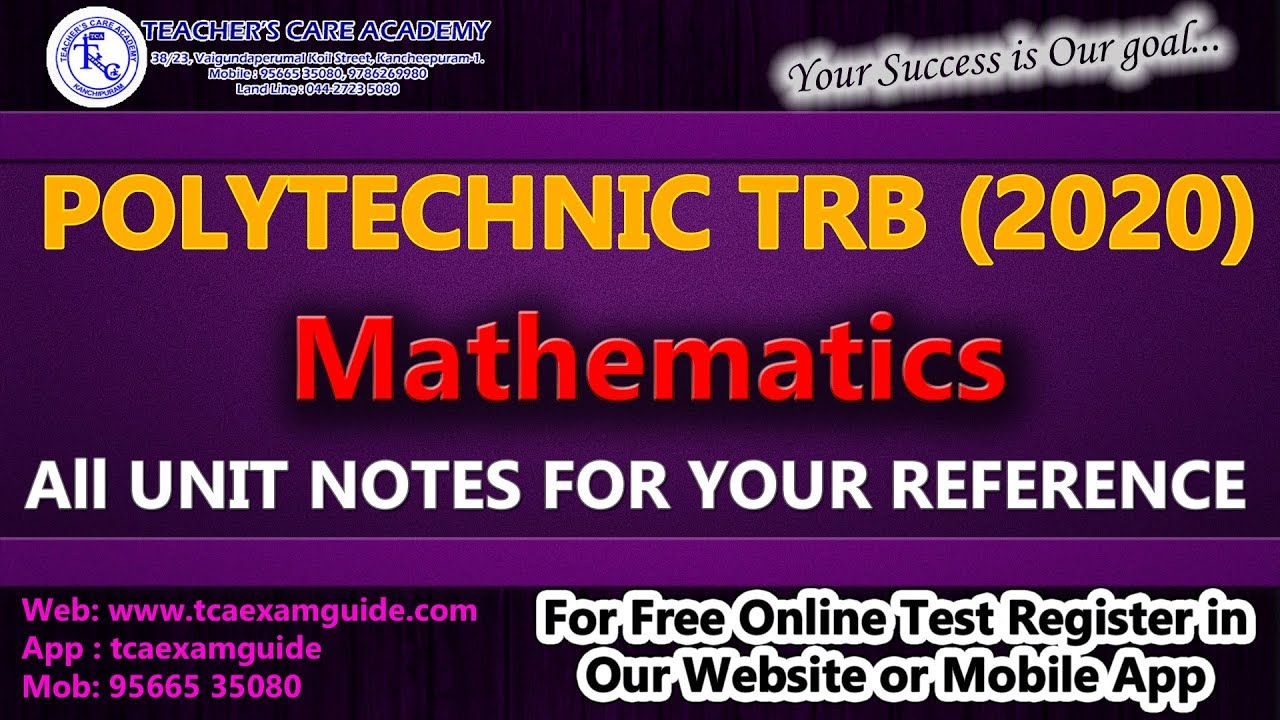 Polytechnic TRB (2020) : Mathematics Notes for your reference.