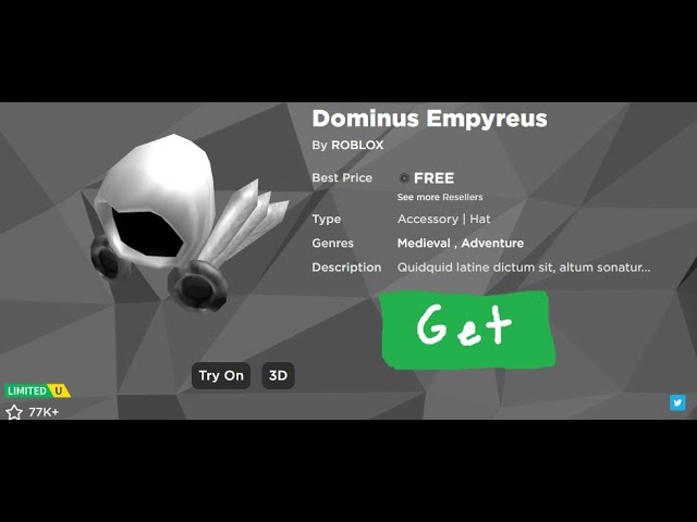 How To Get Free Dominus - roblox green dominus buttons