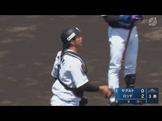 【ファーム】マリーンズ・柿沼友哉 ストライク送球で盗塁阻止!! 2022年6月19日 千葉ロッテマリーンズ 対 東京ヤクルトスワローズ