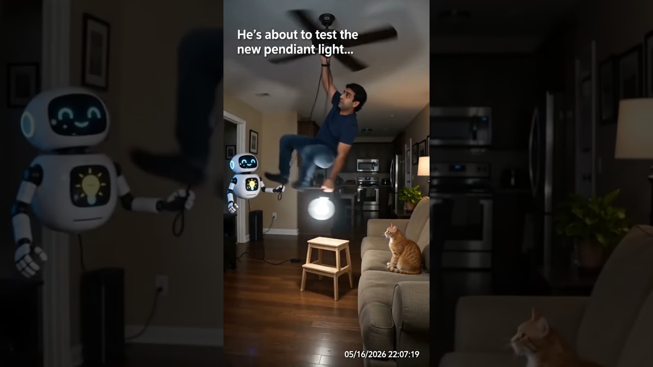 Installed a New Pendant Light on the Day of Light and [Sparky] Plugged Me Into the Fan 💡🤖🌪️