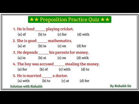 Preposition objective questions | Preposition in english grammar | Prepositions practice exercises