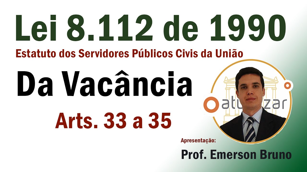 Lei 8.112/90  - Arts. 33 a 35 (Da Vacância)