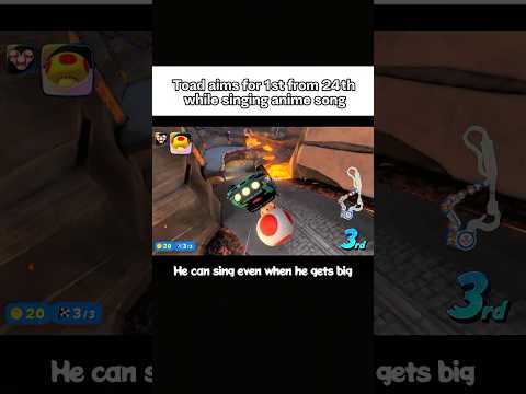 Toad aims for 1st from 24th while singing anime song【He can sing even when he gets big.】