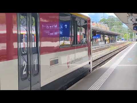 Interlaken Ost (CH) - Einfahrt Regionalzug aus Meiringen (Zentralbahn) am 26.07.2023
