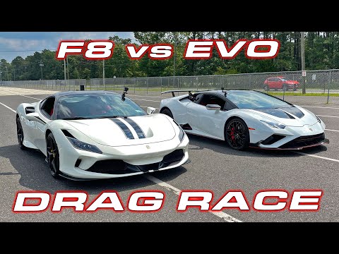Time to sell the EVO? * Lamborghini Huracan Rear Wheel Drive vs Ferrari F8 Tributo Drag Race
