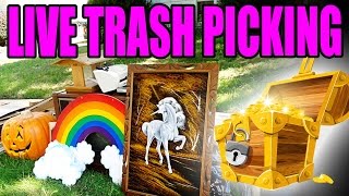 LIVE CURBSIDE DUMPSTER DIVING - TRASH PICKING FOR TREASURE