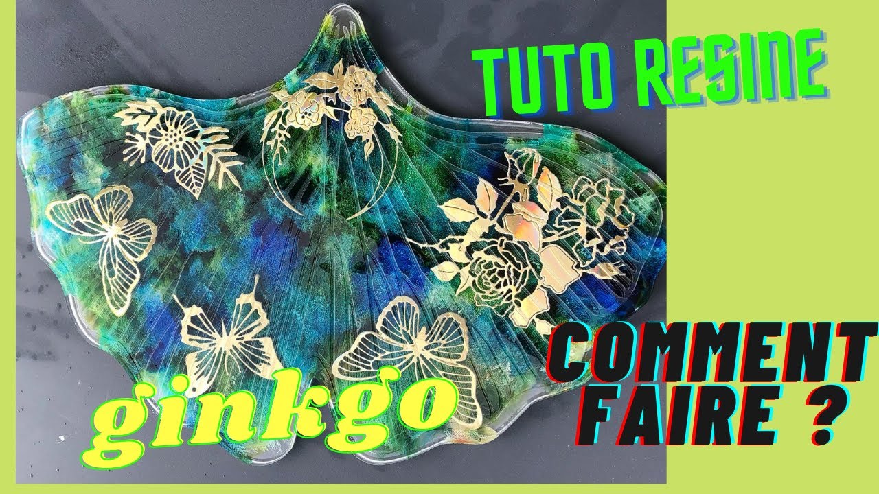 RESIN EPOXY DIY FEUILLE DE GINKGO DESSOUS DE PLAT