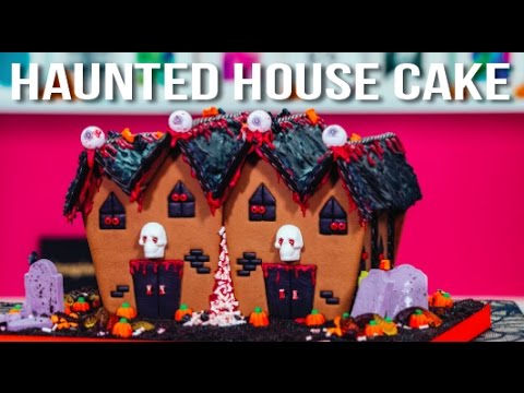 How To Make A HALLOWEEN HAUNTED HOUSE CAKE! Marble Cake With A Ghoulish Graveyard Of Goodies!
