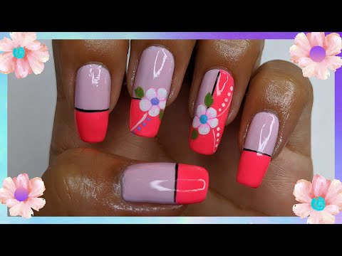 DECORACIÓN DE UÑAS FACIL principiantes | Flores blancas y frances ♥ NailArt By Andy